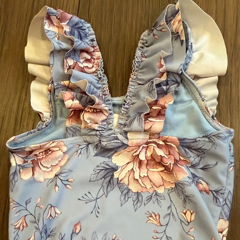 Newbie Kids Floral Ruffle Sleeve Swimsuit Size 1-2 Year - C19-014
